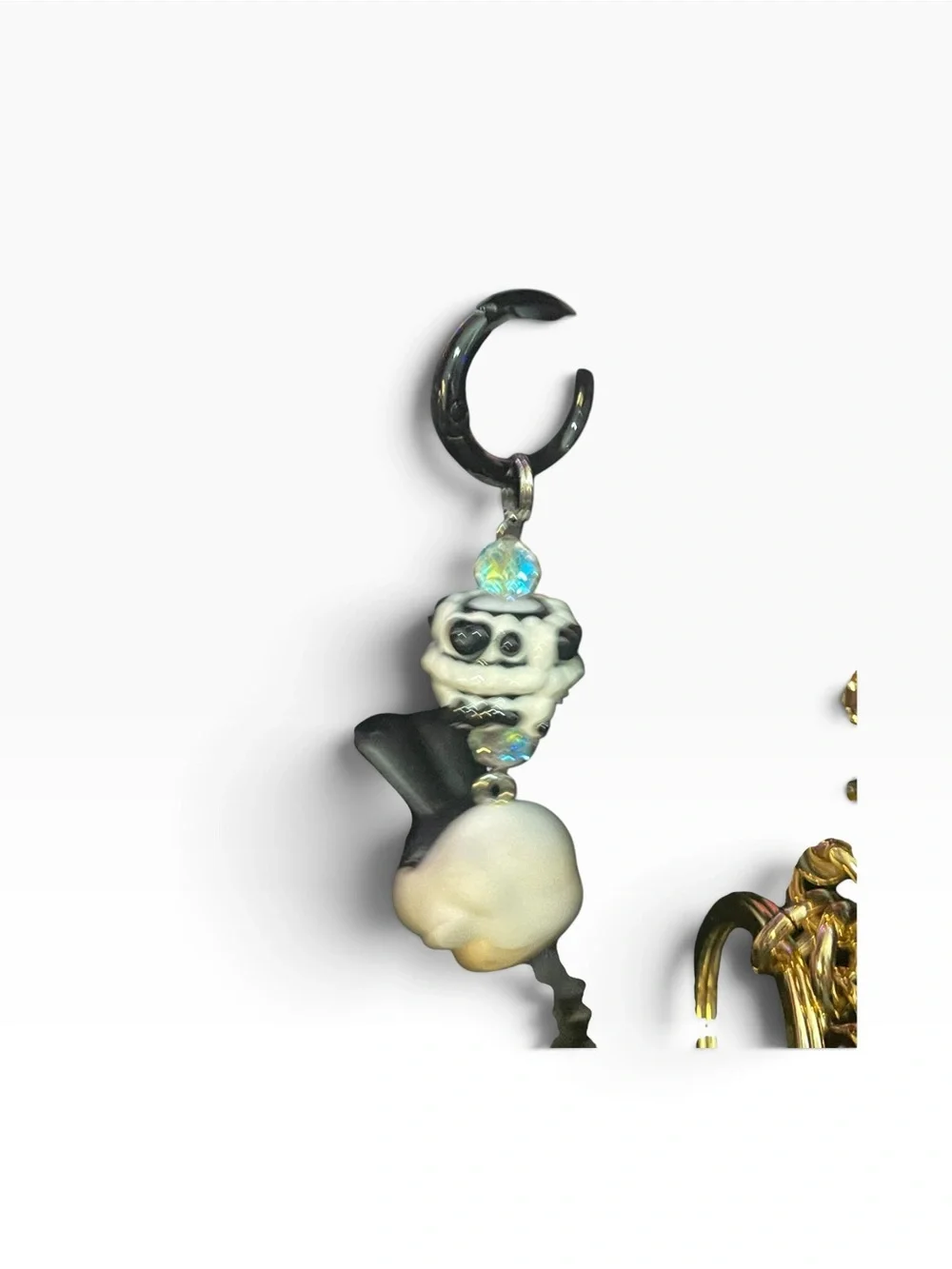 Unbranded Chibi Bunny Girl Bag Charm Keychain| Iridescent Bead Novelty